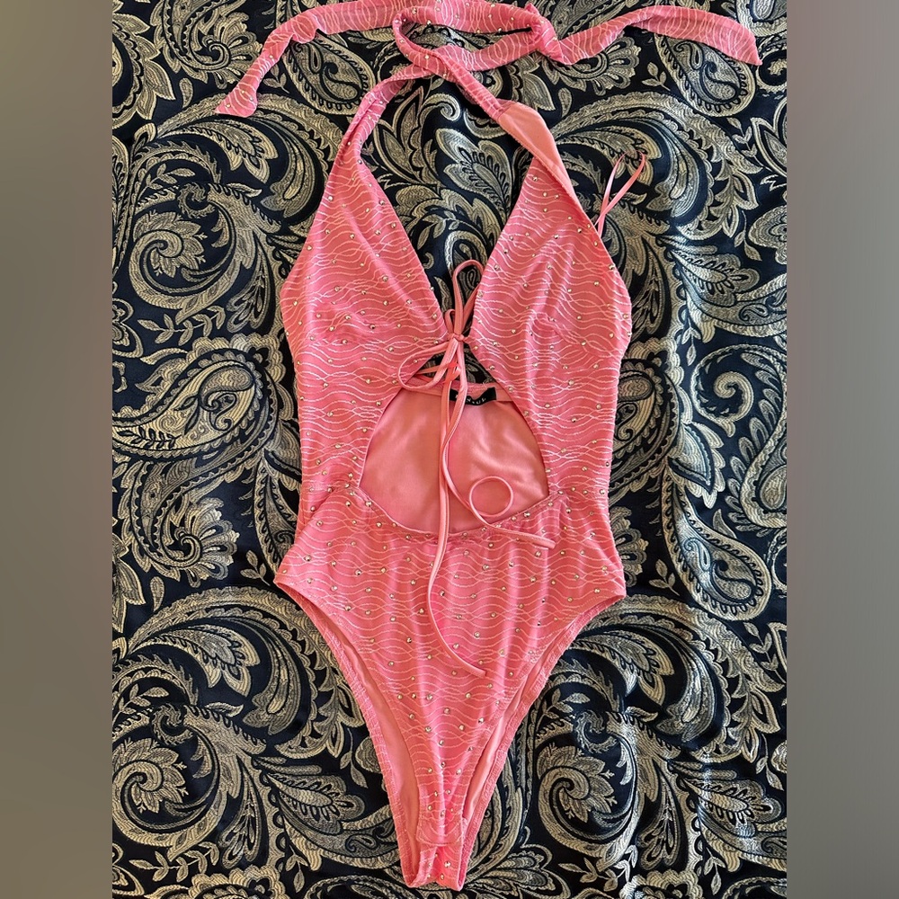 Festival Pink Rhinestone Bodysuit